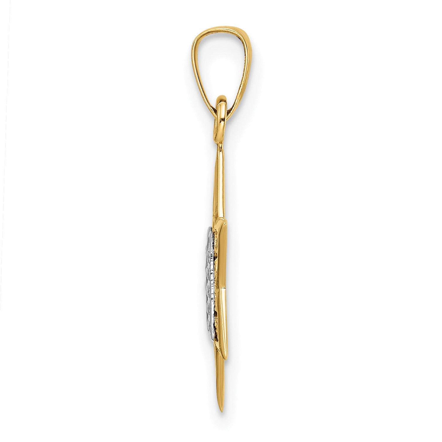 14k Two-tone Polished Solid Star of David and Torah Pendant