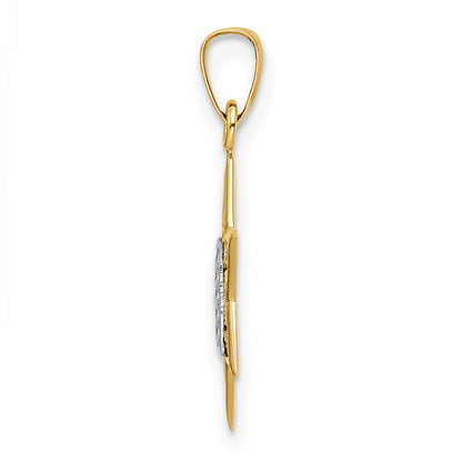 14k Two-tone Polished Solid Star of David and Torah Pendant