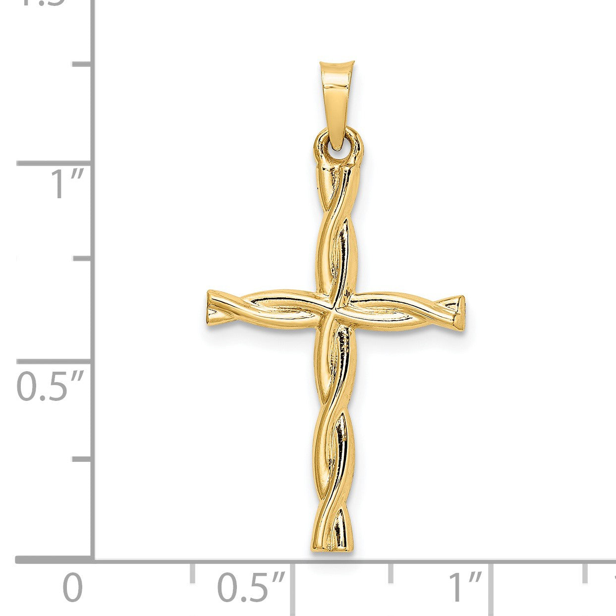 14k Polished Hollow Twisted Cross Pendant