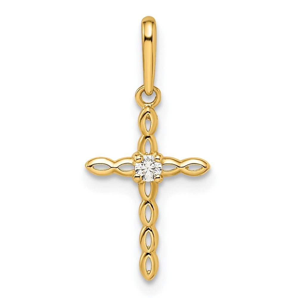 14k CZ Cross Pendant