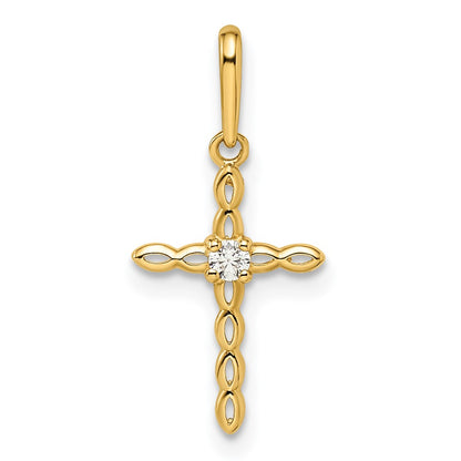 14k CZ Cross Pendant