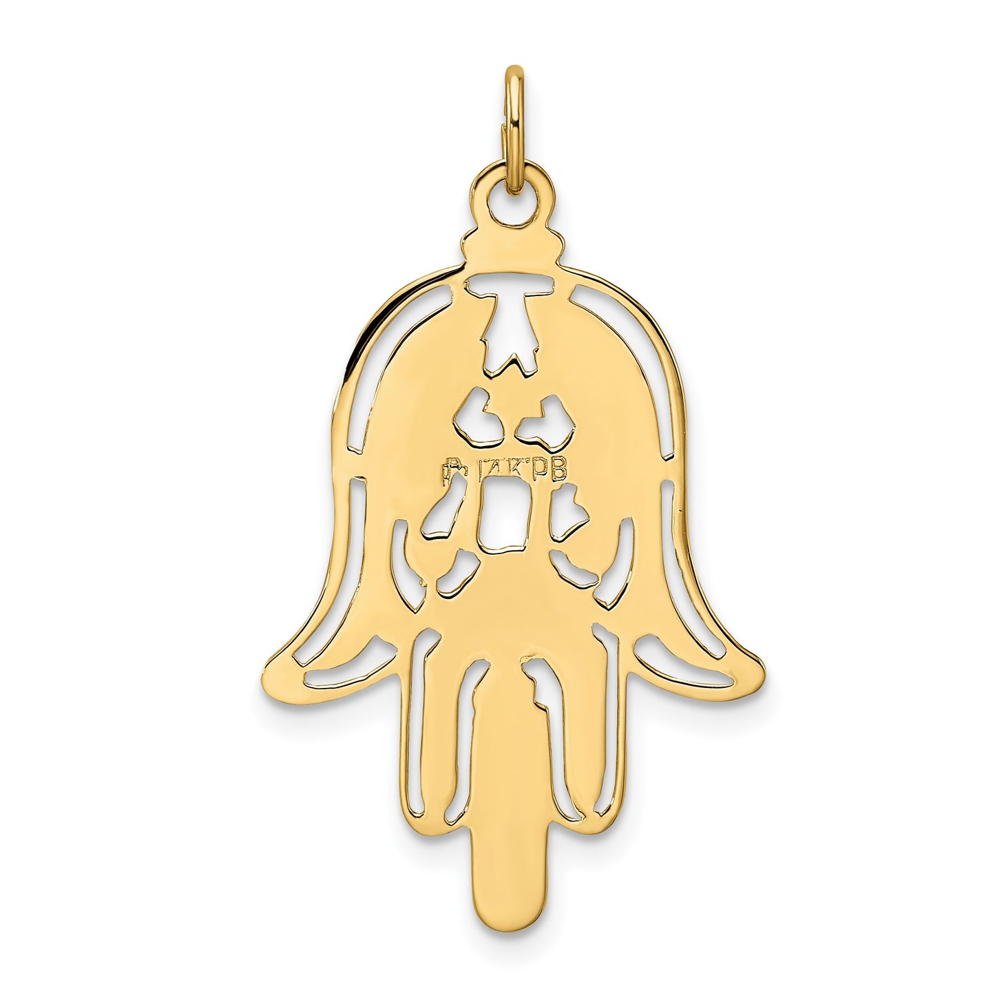 14k Polished and Textured Solid Hamsa Pendant