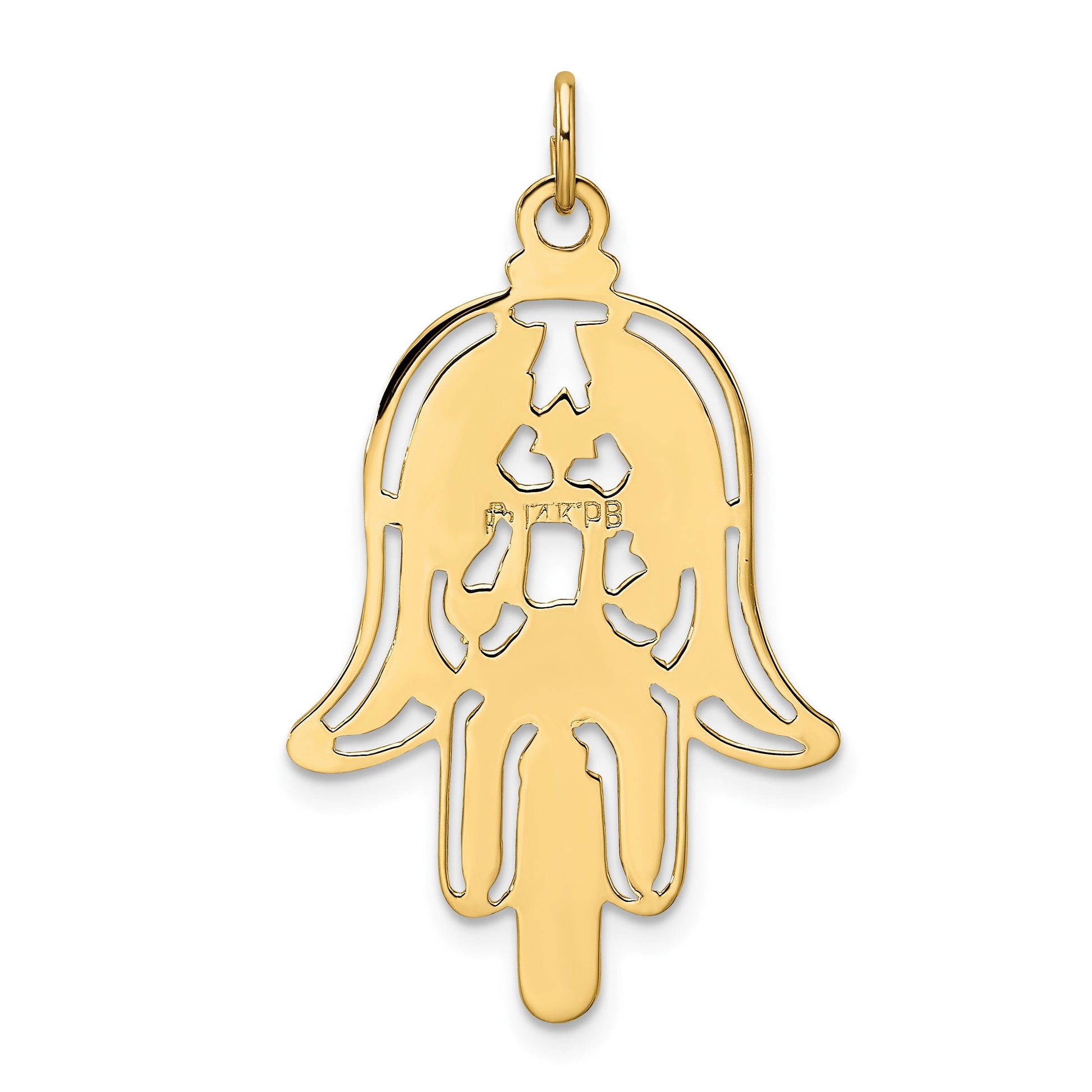 14k Polished and Textured Solid Hamsa Pendant