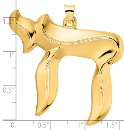 14k Polished Extra Large Solid Chai Symbol Pendant