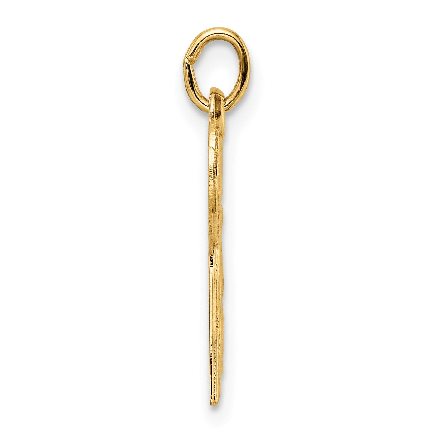 14k Polished and Textured Solid Chai Symbol Pendant