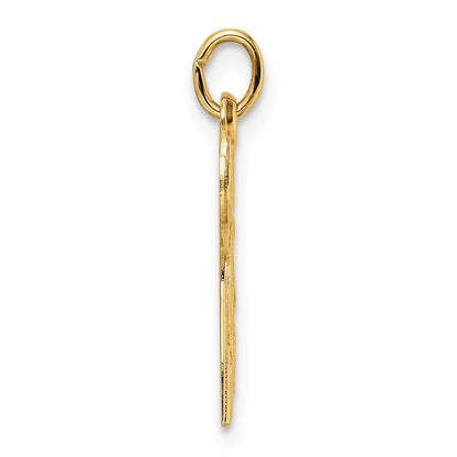 14k Polished and Textured Solid Chai Symbol Pendant