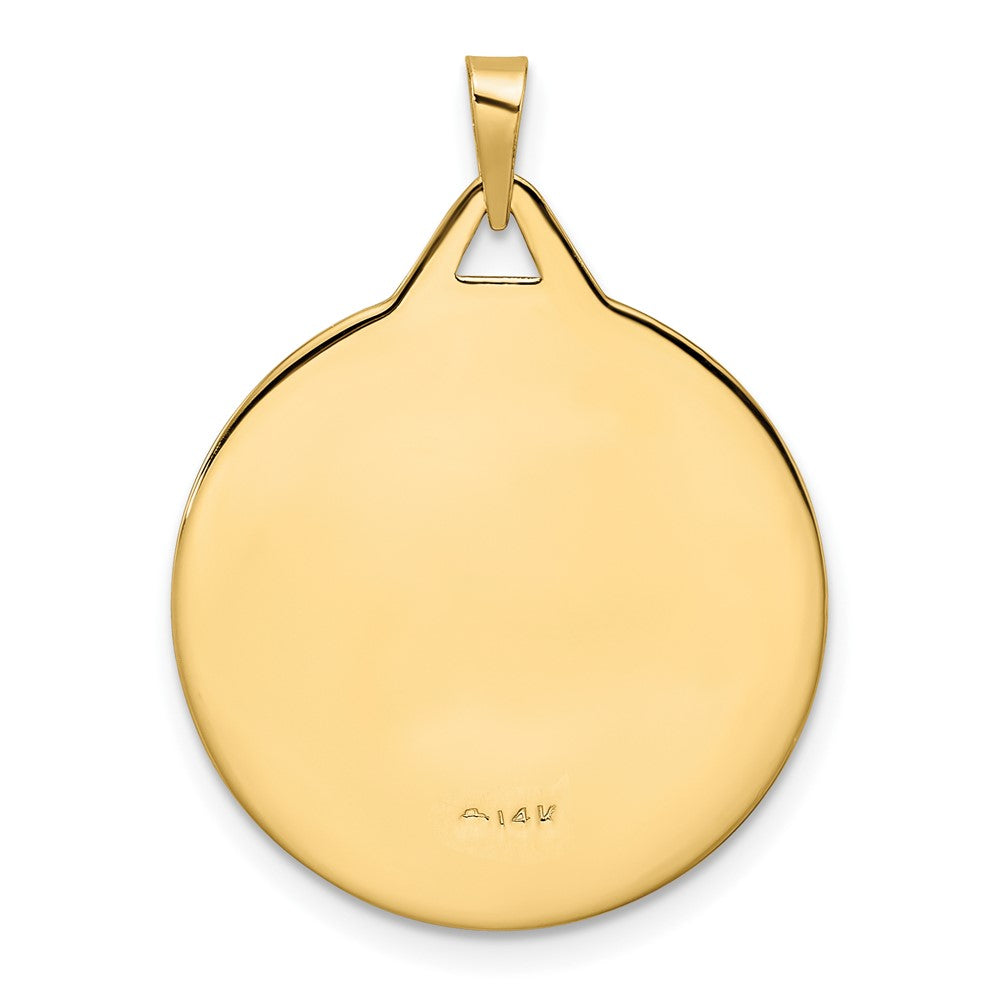 14k Polished Solid Mazel Symbol Disc Pendant