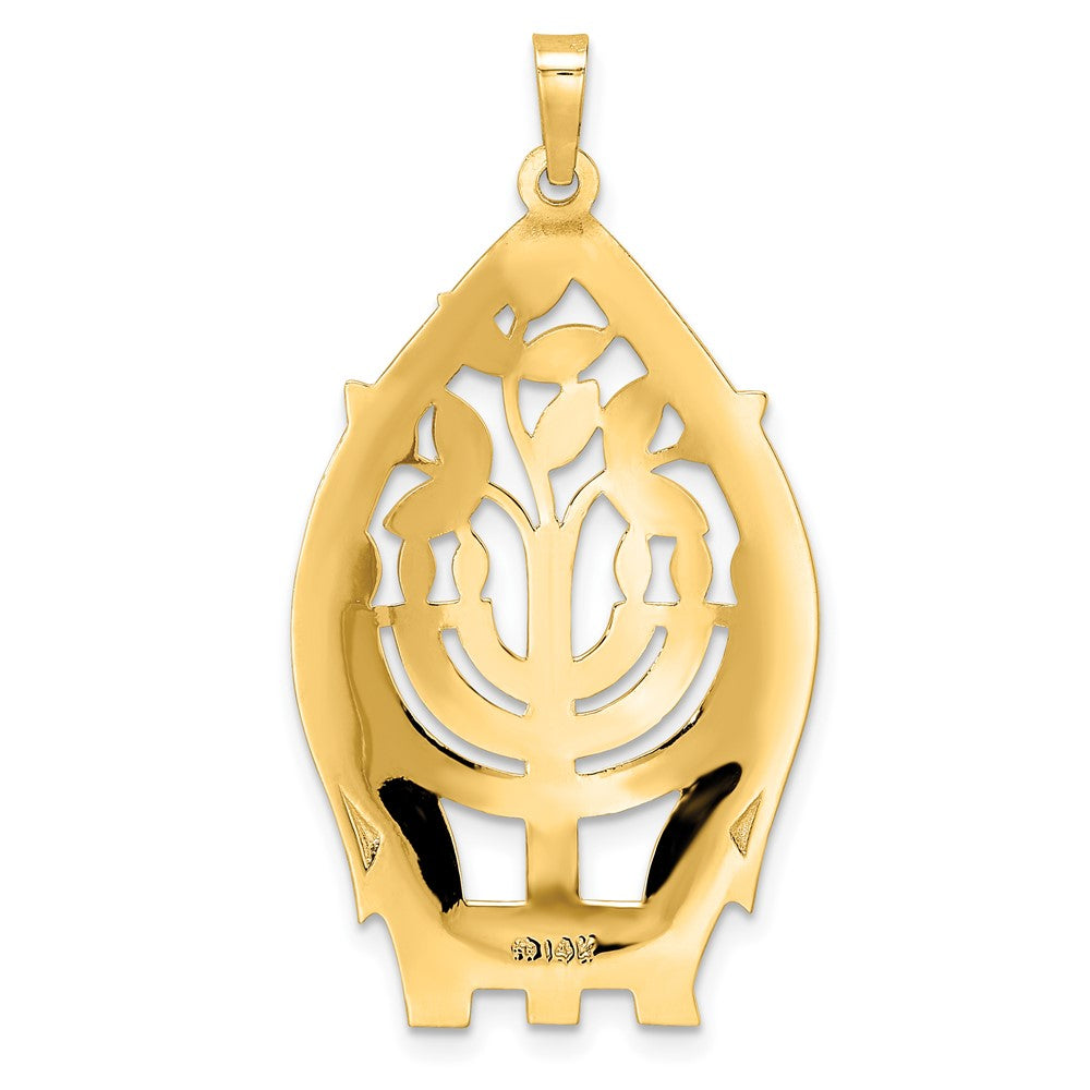 14k Polished Hollow Menorah Tree of Life Pendant