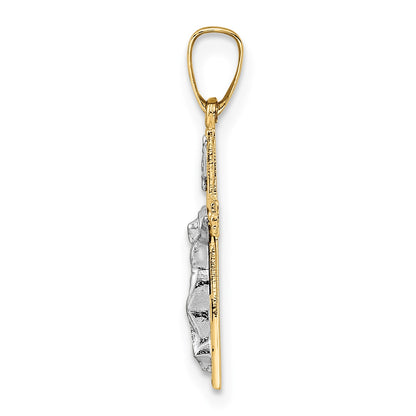 14k Two-tone Polished Solid INRI Crucifix Pendant
