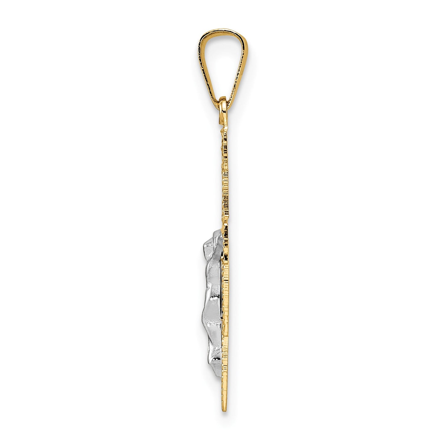 14k Two-tone Solid Crucifix Pendant