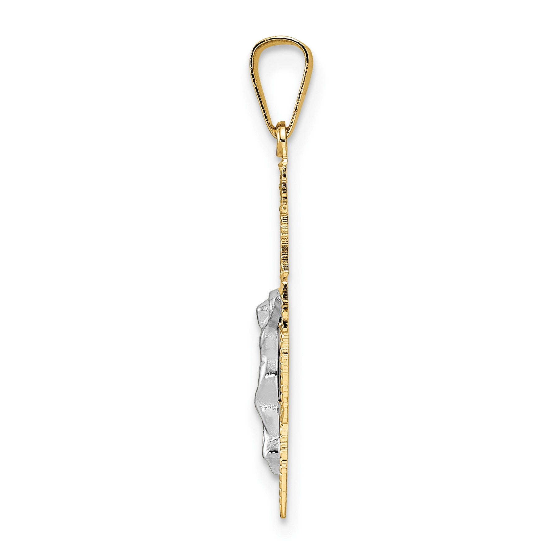 14k Two-tone Solid Crucifix Pendant