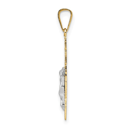 14k Two-tone Solid Crucifix Pendant