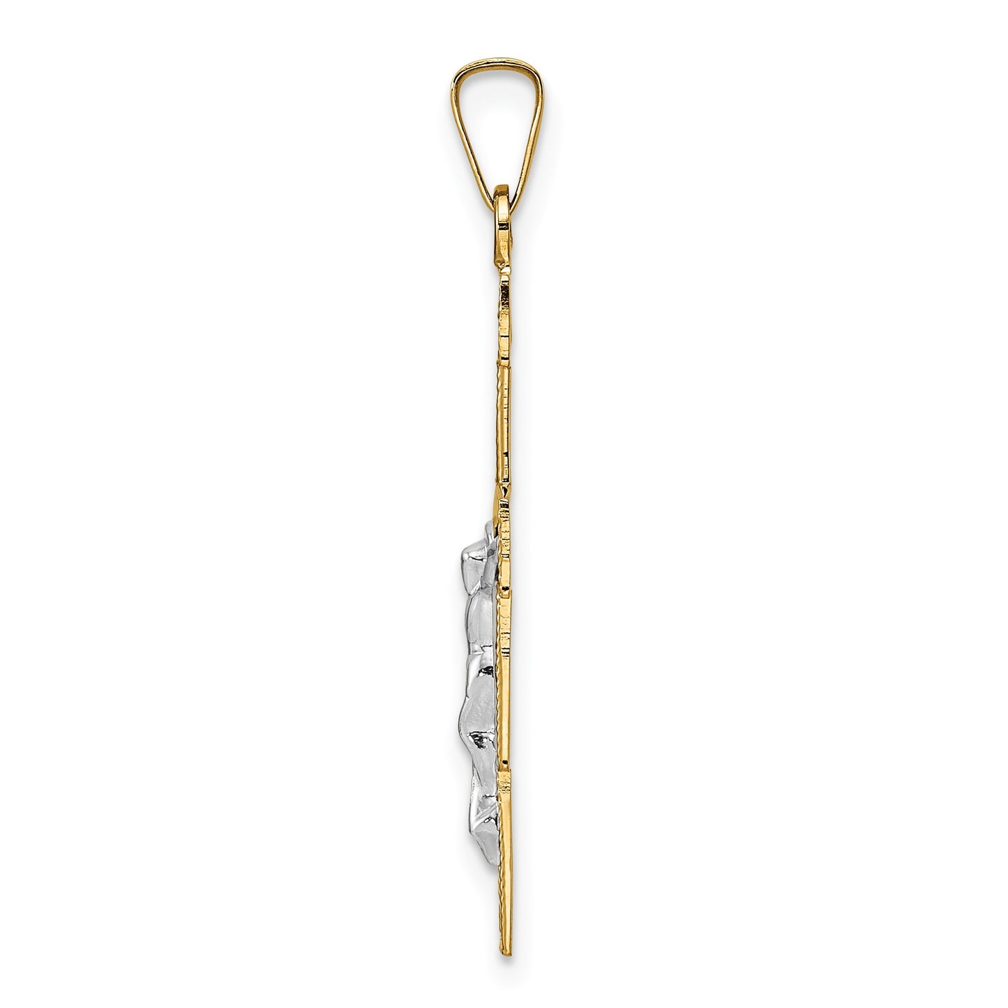 14k Two-tone Solid Crucifix Pendant