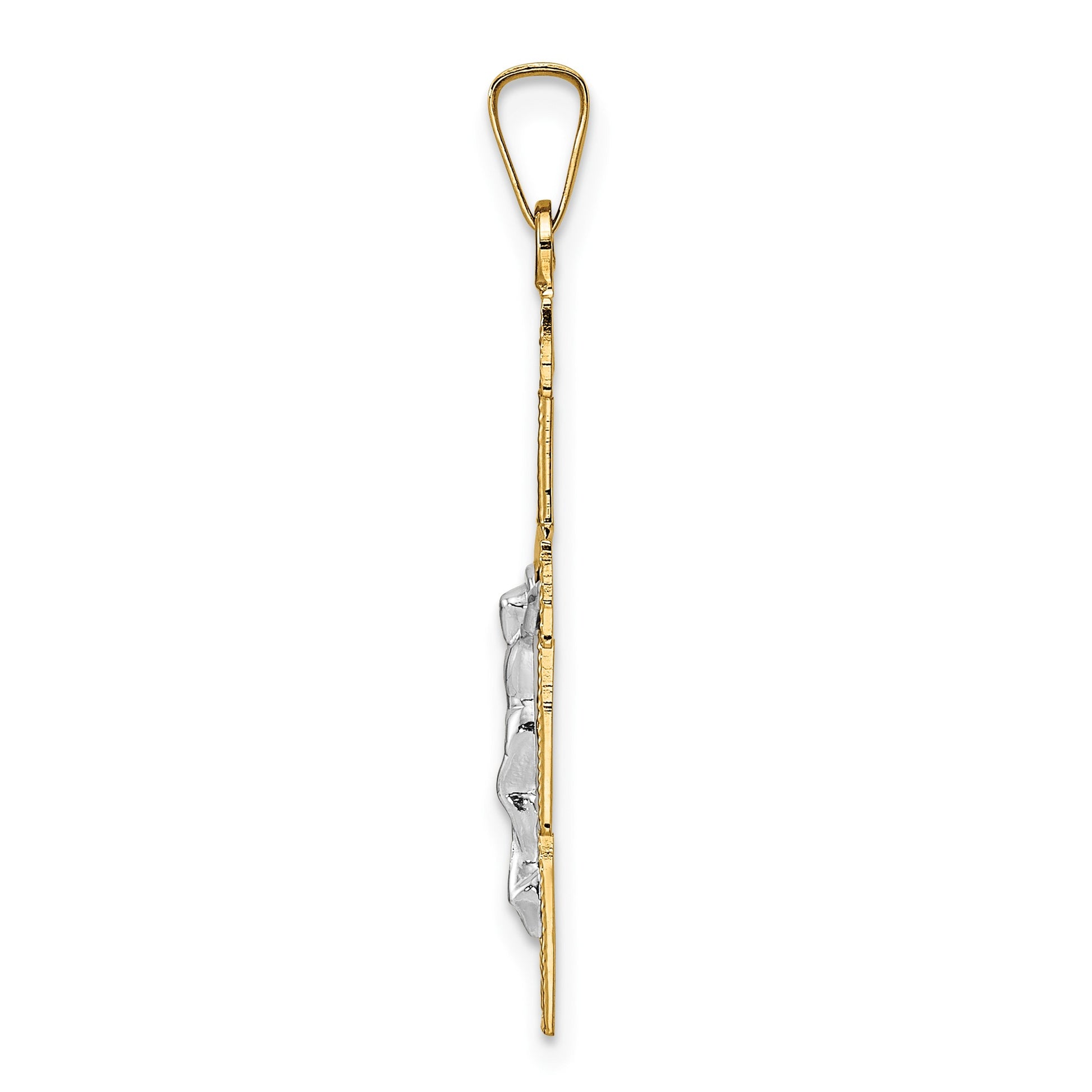 14k Two-tone Solid Crucifix Pendant