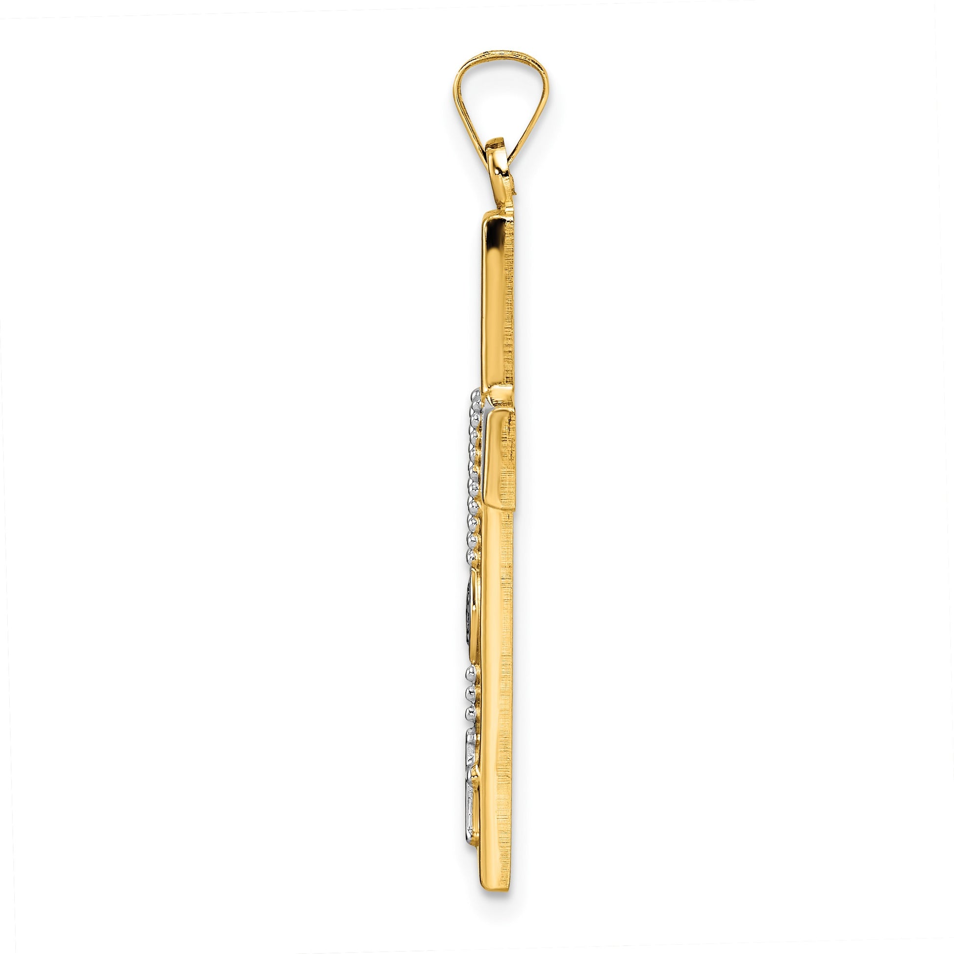 14k Two-tone Polished Hollow Rosary Cross Pendant