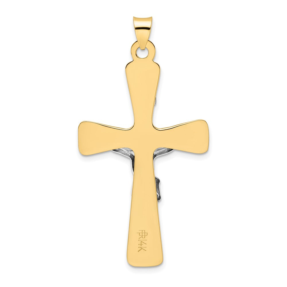 14k Two-tone Polished Solid INRI Crucifix Pendant