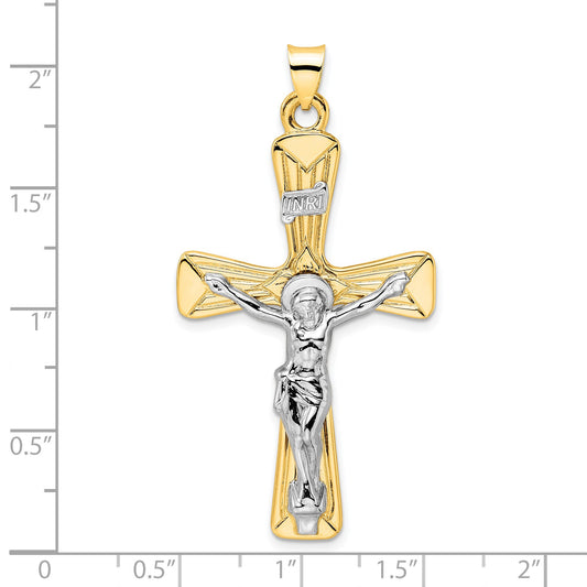 14k Two-tone Large Polished Solid INRI Crucifix Pendant