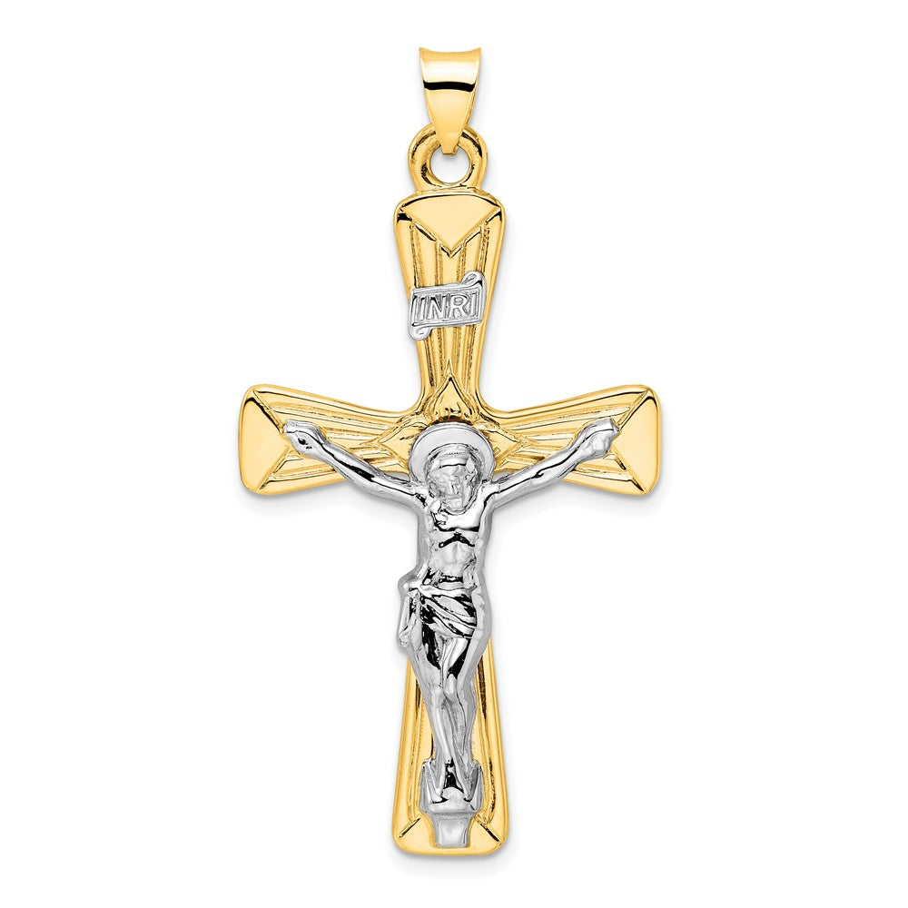 14k Two-tone Polished Solid INRI Crucifix Pendant