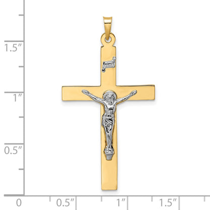 14k Two-tone Polished Solid INRI Crucifix Pendant