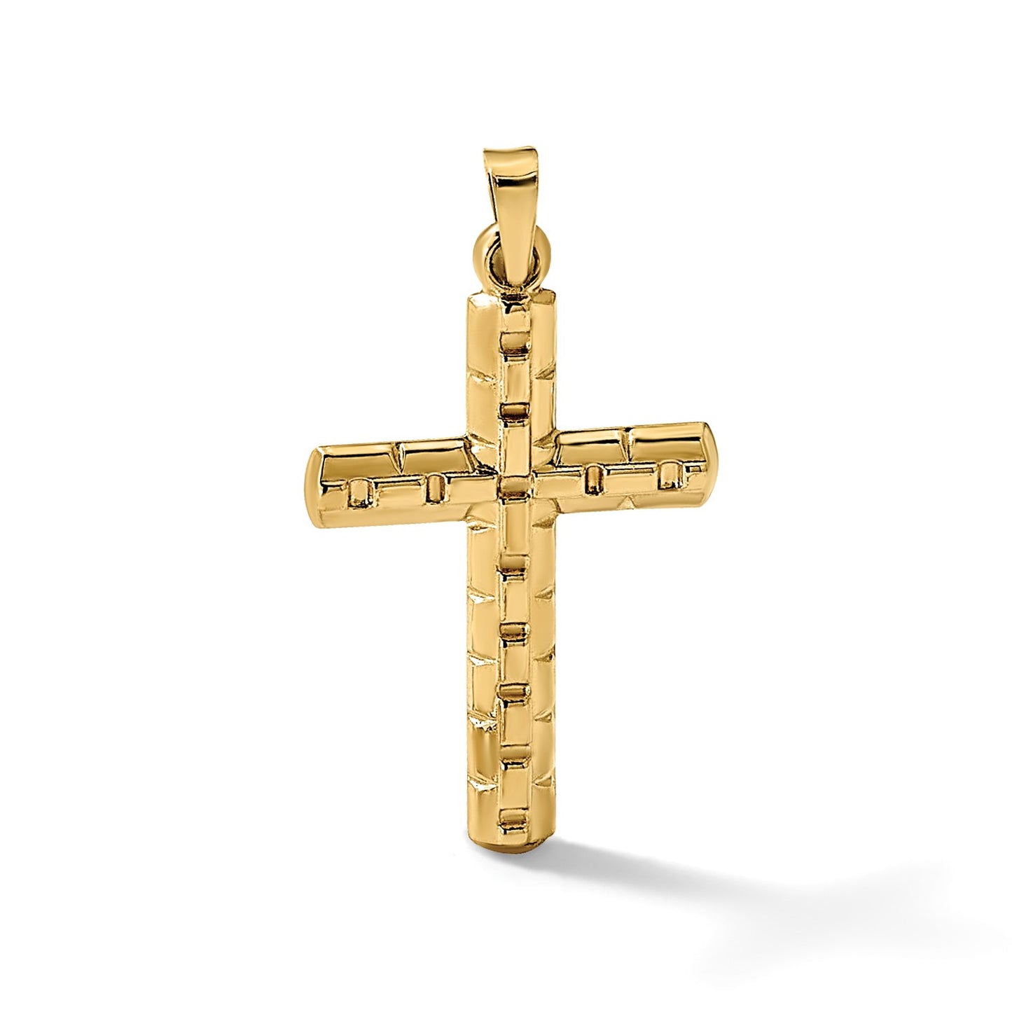 14k Polished and Textured Hollow Latin Cross Pendant