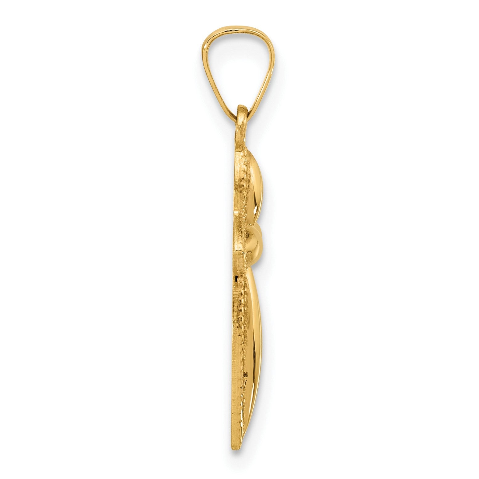 14k Polished Hollow Beaded Edge Passion Cross Pendant