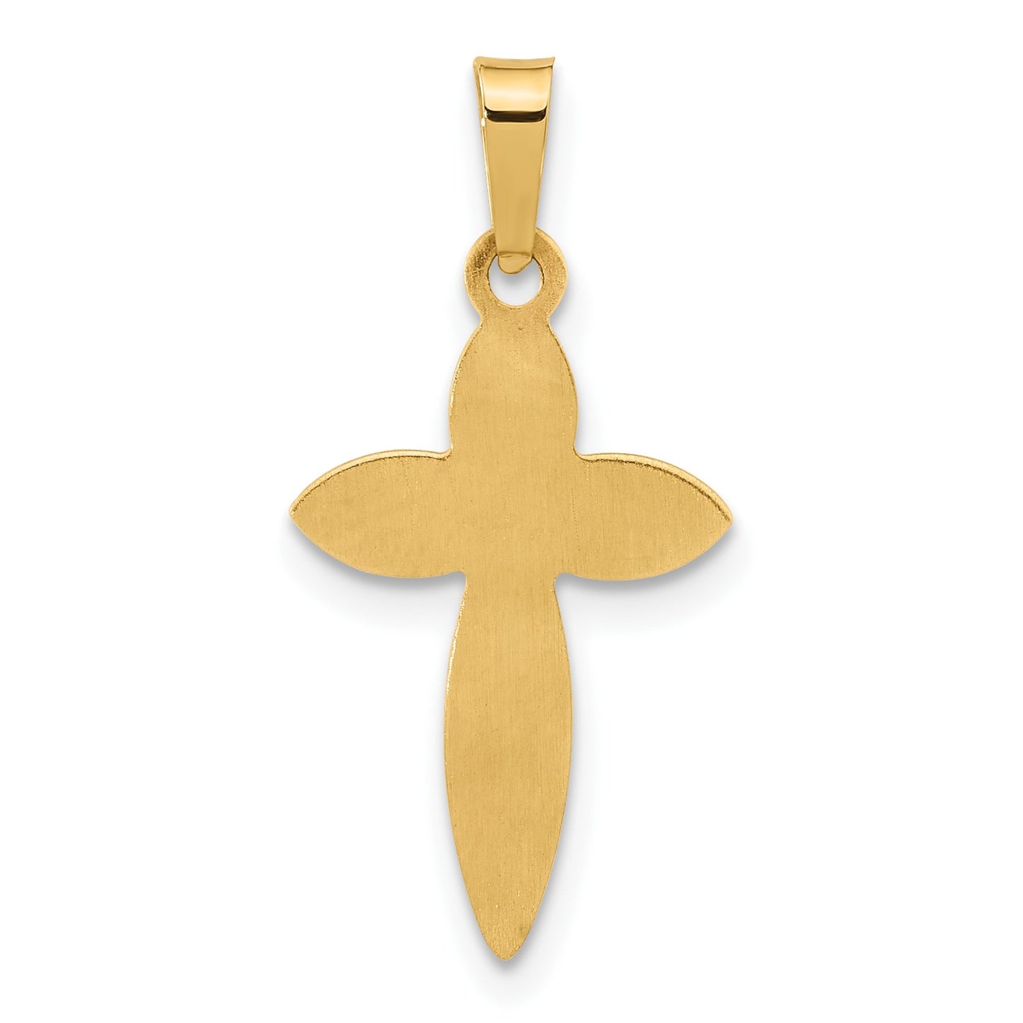 14k Polished Hollow Beaded Edge Passion Cross Pendant