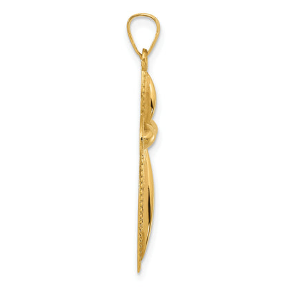 14k Polished Hollow Beaded Edge Passion Cross Pendant