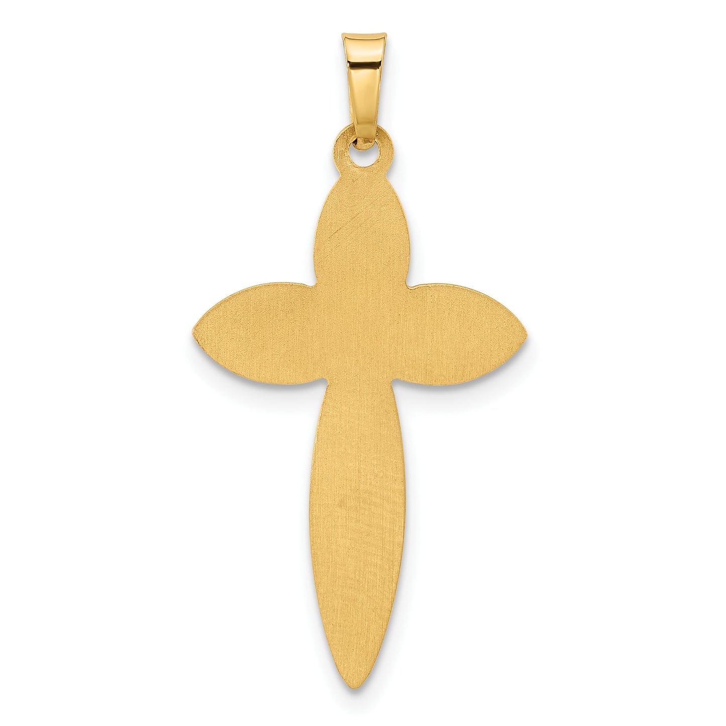 14k Polished Hollow Beaded Edge Passion Cross Pendant