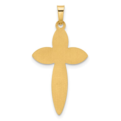 14k Polished Hollow Beaded Edge Passion Cross Pendant