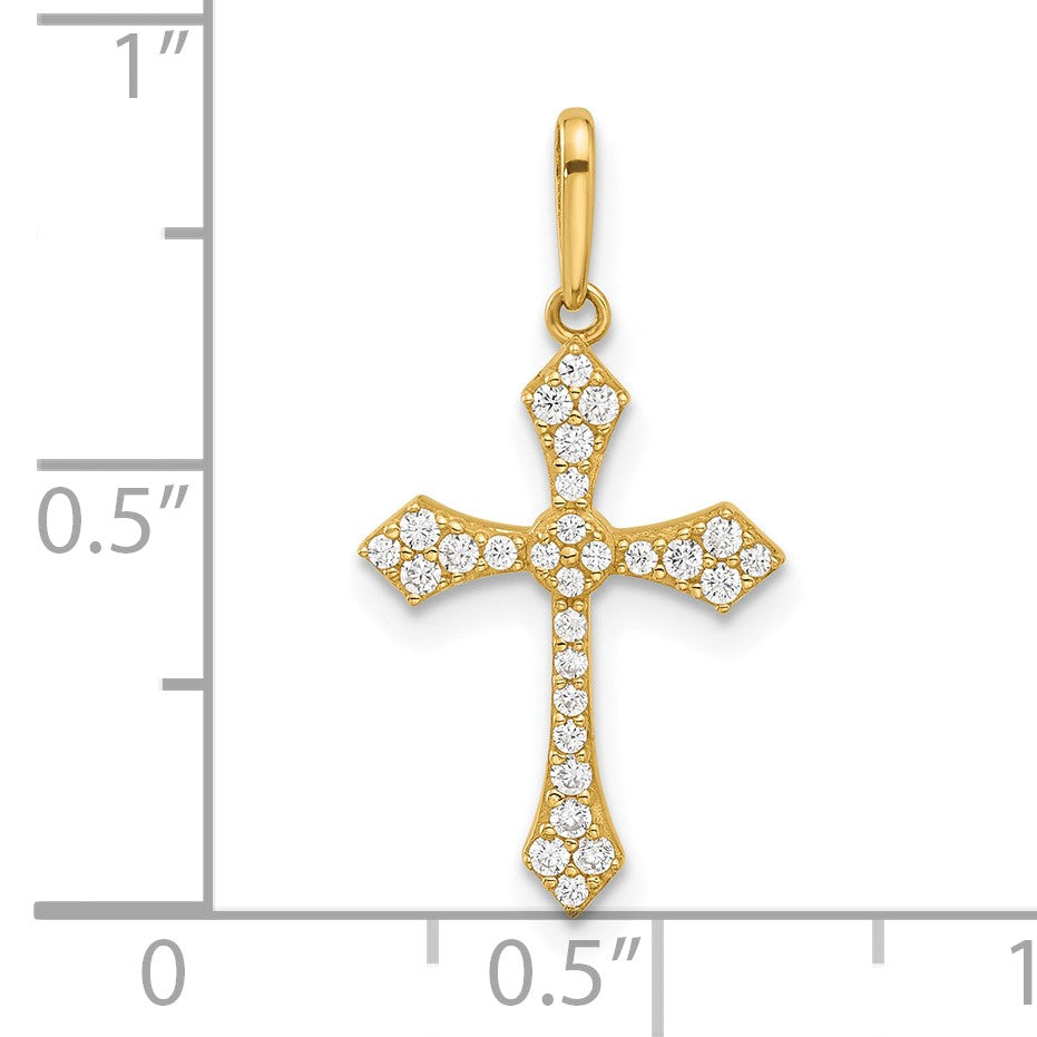 14k Polished CZ Passion Cross Pendant