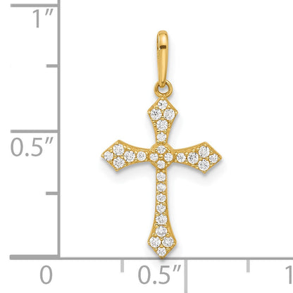14k Polished CZ Passion Cross Pendant