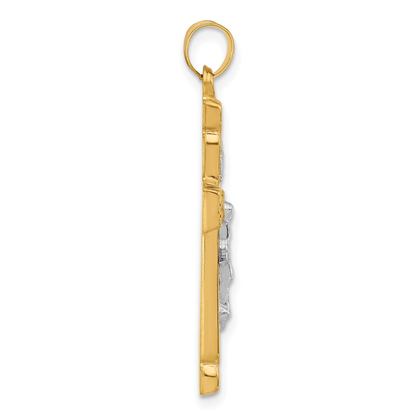 14k Two-Tone Hollow INRI Crucifix Pendant