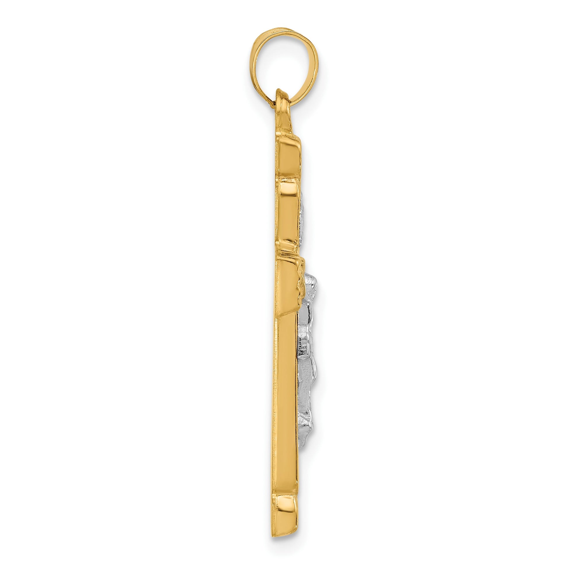 14k Two-Tone Hollow INRI Crucifix Pendant