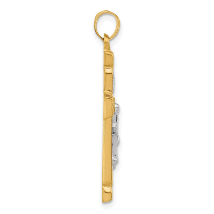 14k Two-Tone Hollow INRI Crucifix Pendant