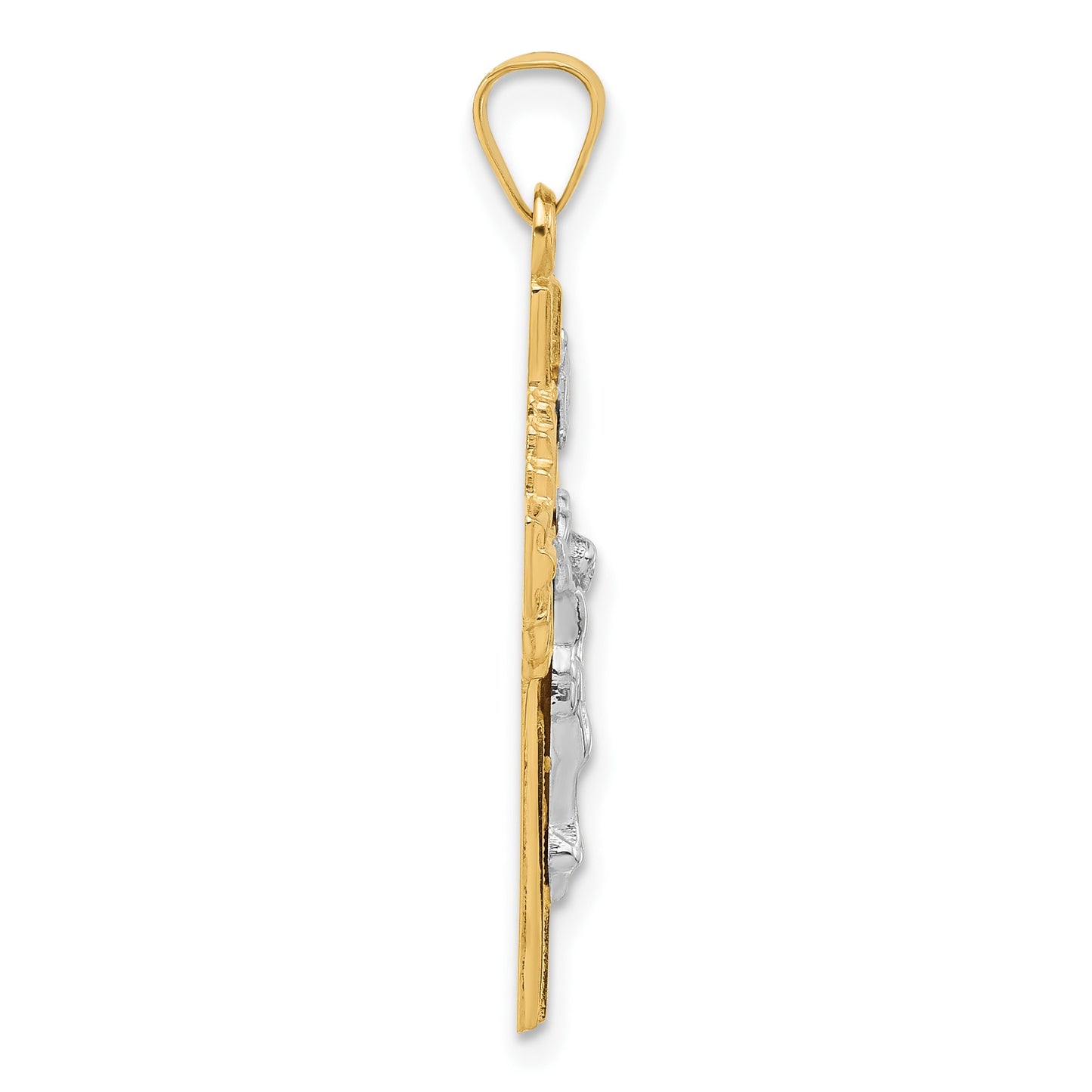 14k Two-Tone Hollow INRI Iona Crucifix Pendent