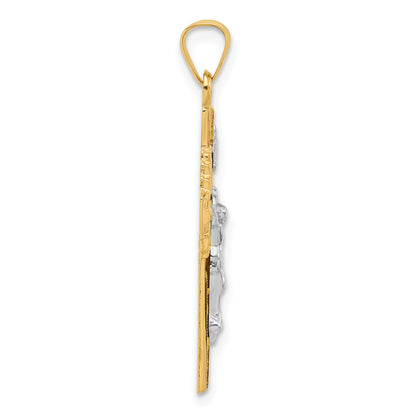 14k Two-Tone Hollow INRI Iona Crucifix Pendent