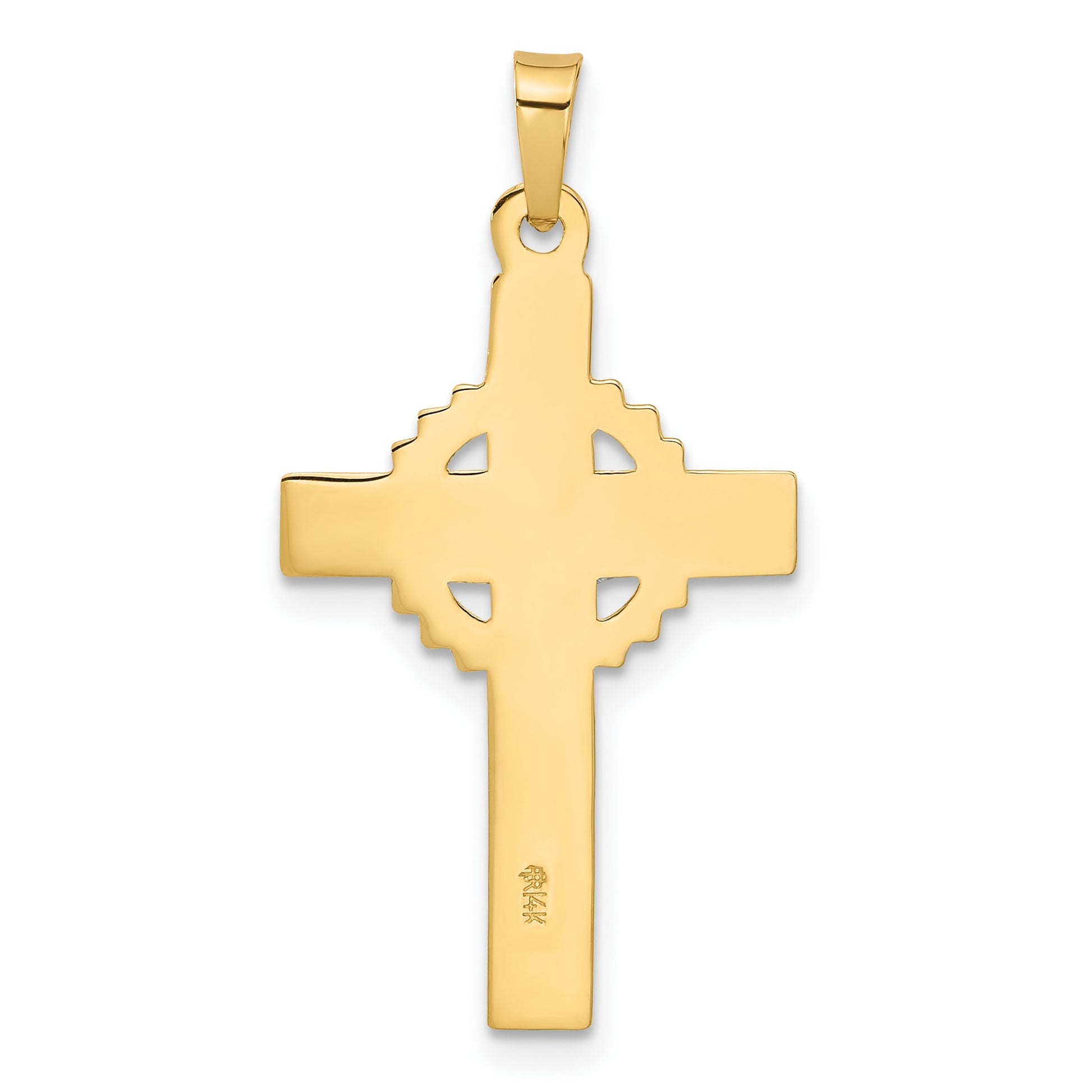 14k Two-Tone Hollow INRI Iona Crucifix Pendent