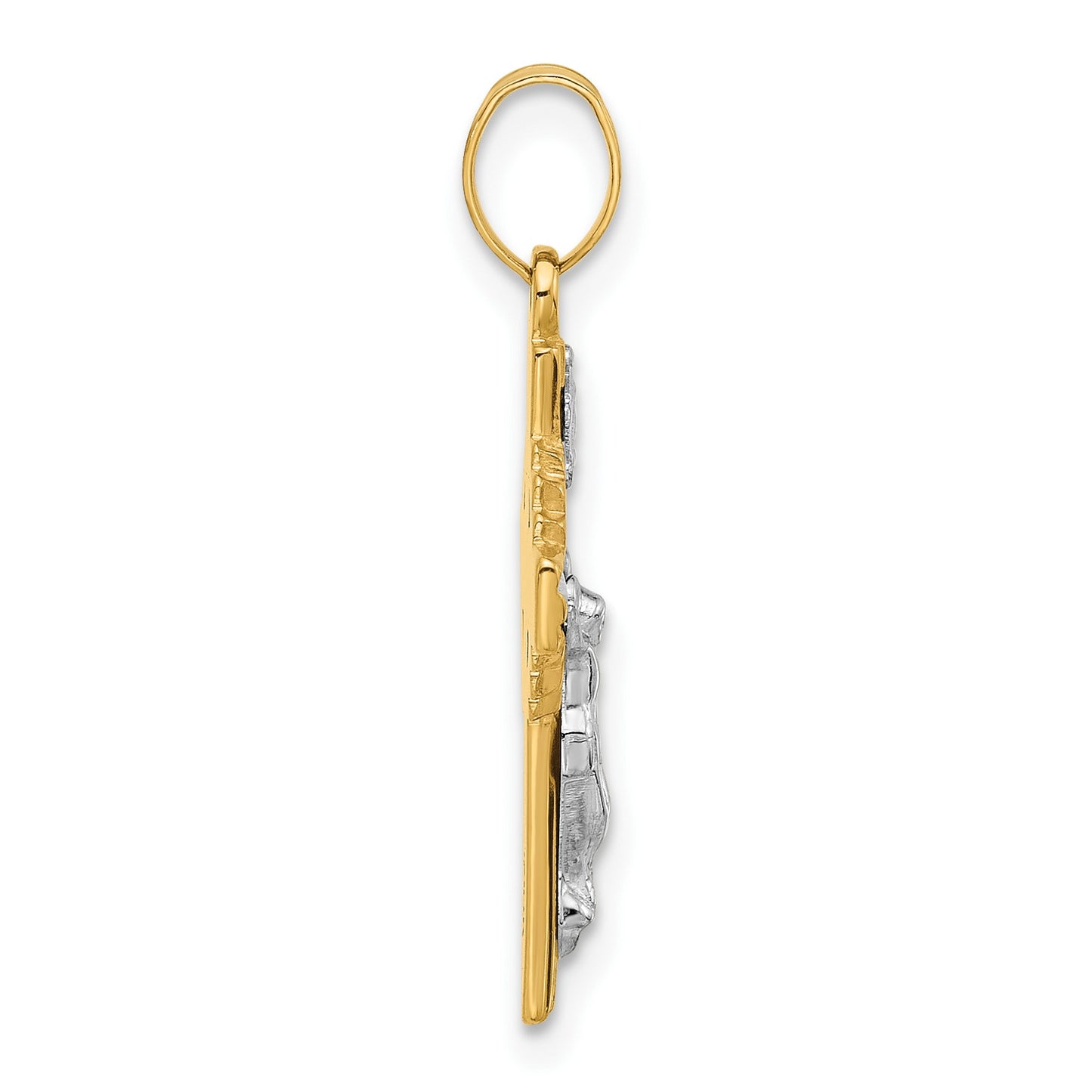 14k Two-Tone Hollow INRI Iona Crucifix Pendent