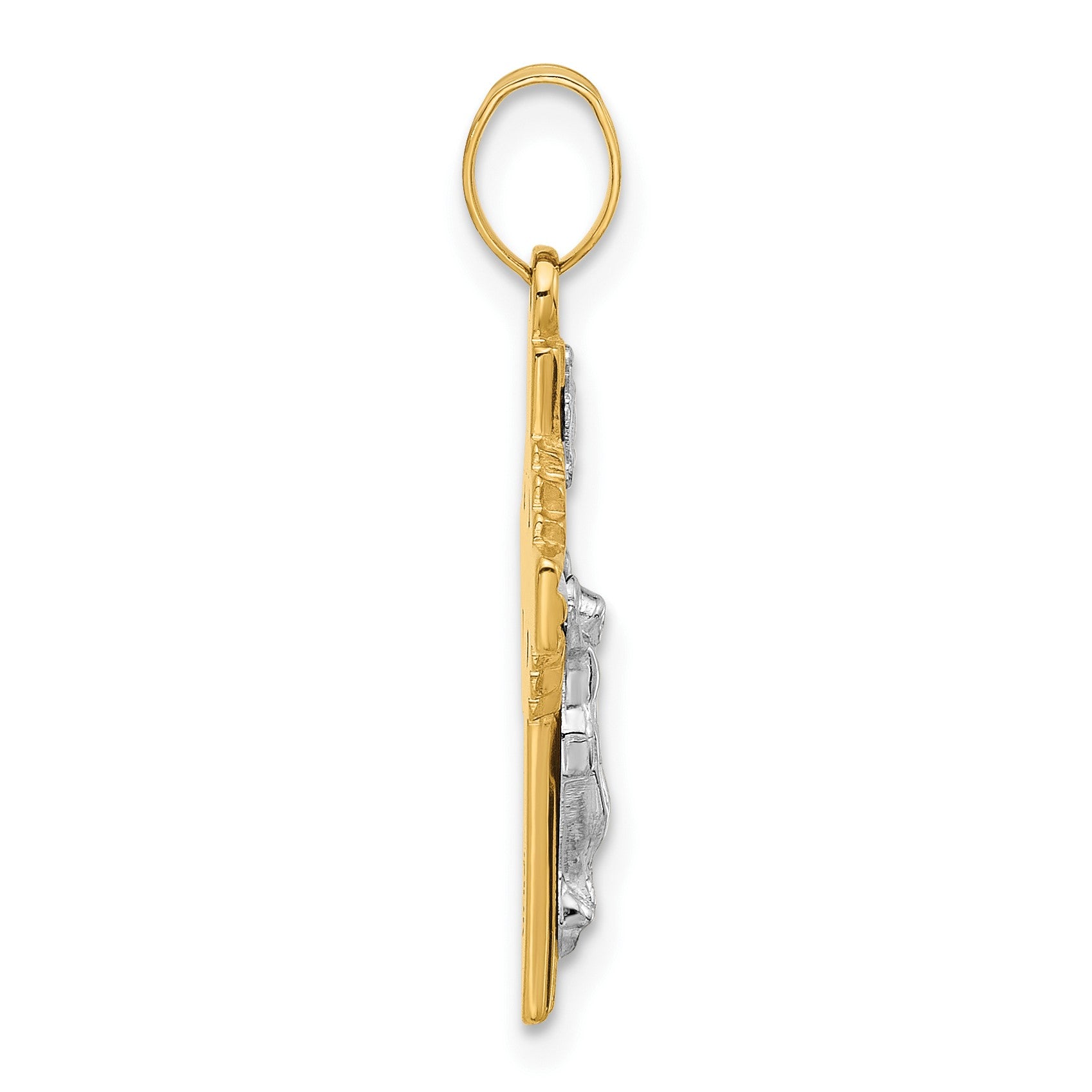 14k Two-Tone Hollow INRI Iona Crucifix Pendent