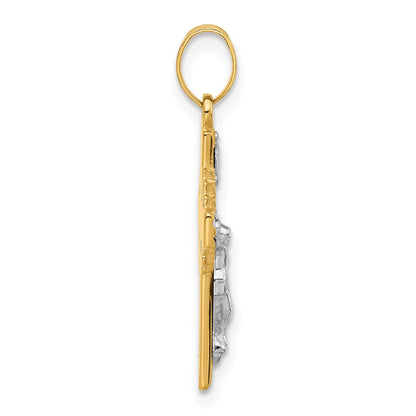 14k Two-Tone Hollow INRI Iona Crucifix Pendent