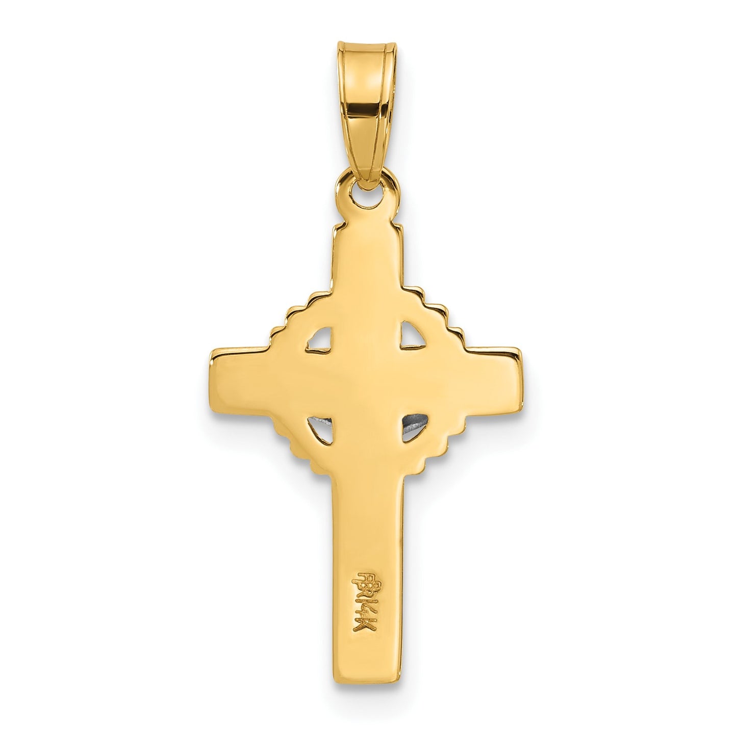 14k Two-Tone Hollow INRI Iona Crucifix Pendent