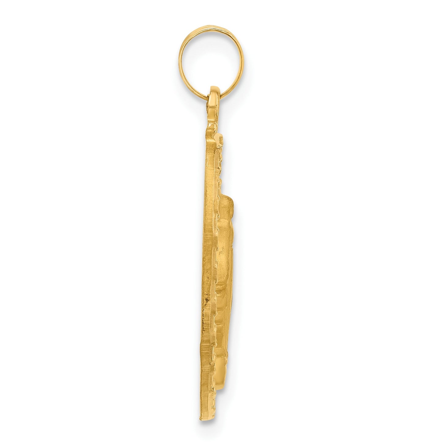 14k Polished and Satin Solid Miraculous Medal Oval Pendant