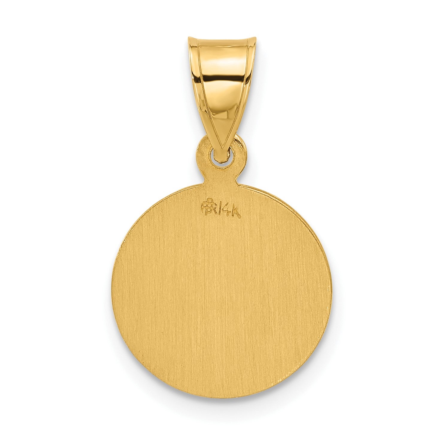 14k Polished and Satin Solid Our Guardian Angel Medal Pendant