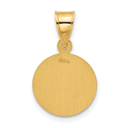 14k Polished and Satin Solid Our Guardian Angel Medal Pendant