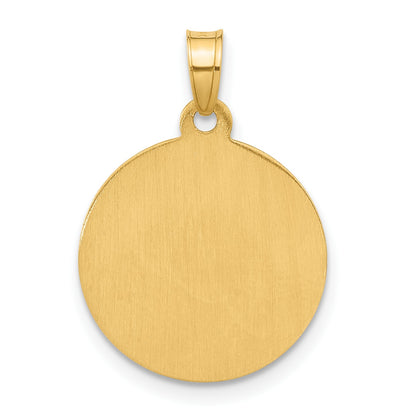 14K and White Rhodium Polished and Satin Hollow Our Guardian Angel Medal Pendant