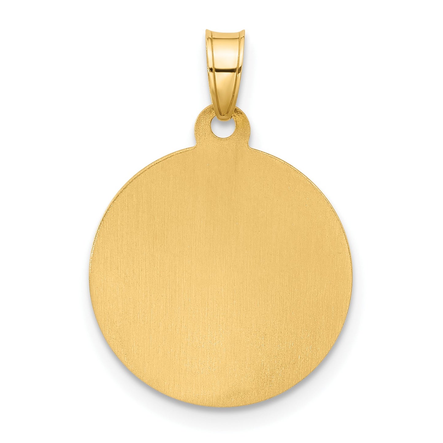 14K with White Rhodium Polished and Satin Hollow St. Christopher Medal Round Pendant