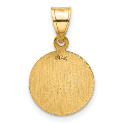 14k Polished and Satin St. Christopher Medal Round Pendant