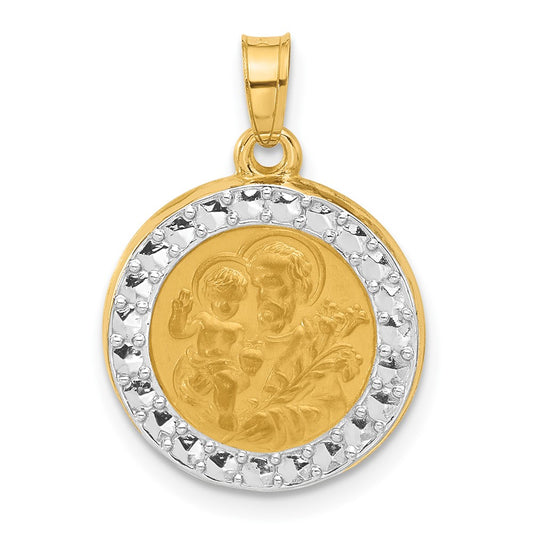 14K with White Rhodium Hollow St. Joseph Medal