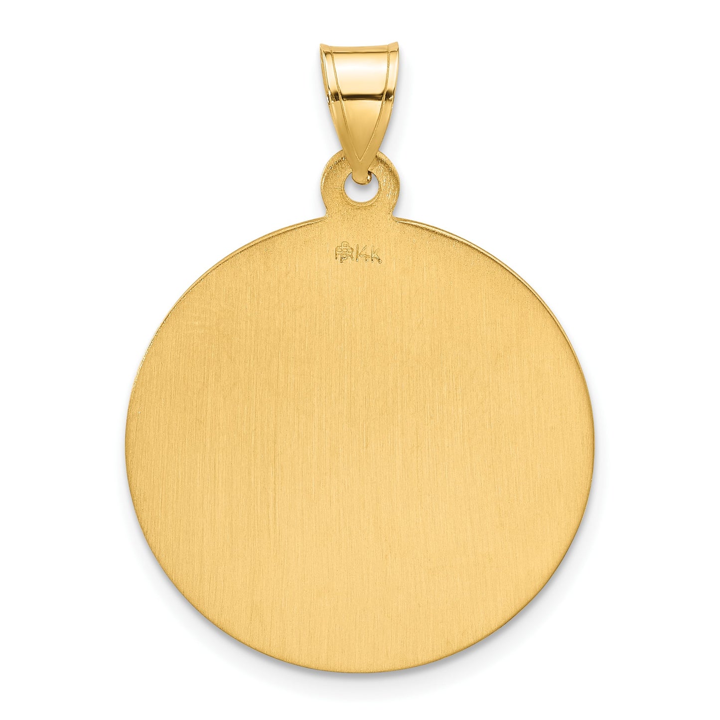 14k Polished and Satin Solid Large St Joseph Medal Round Pendant