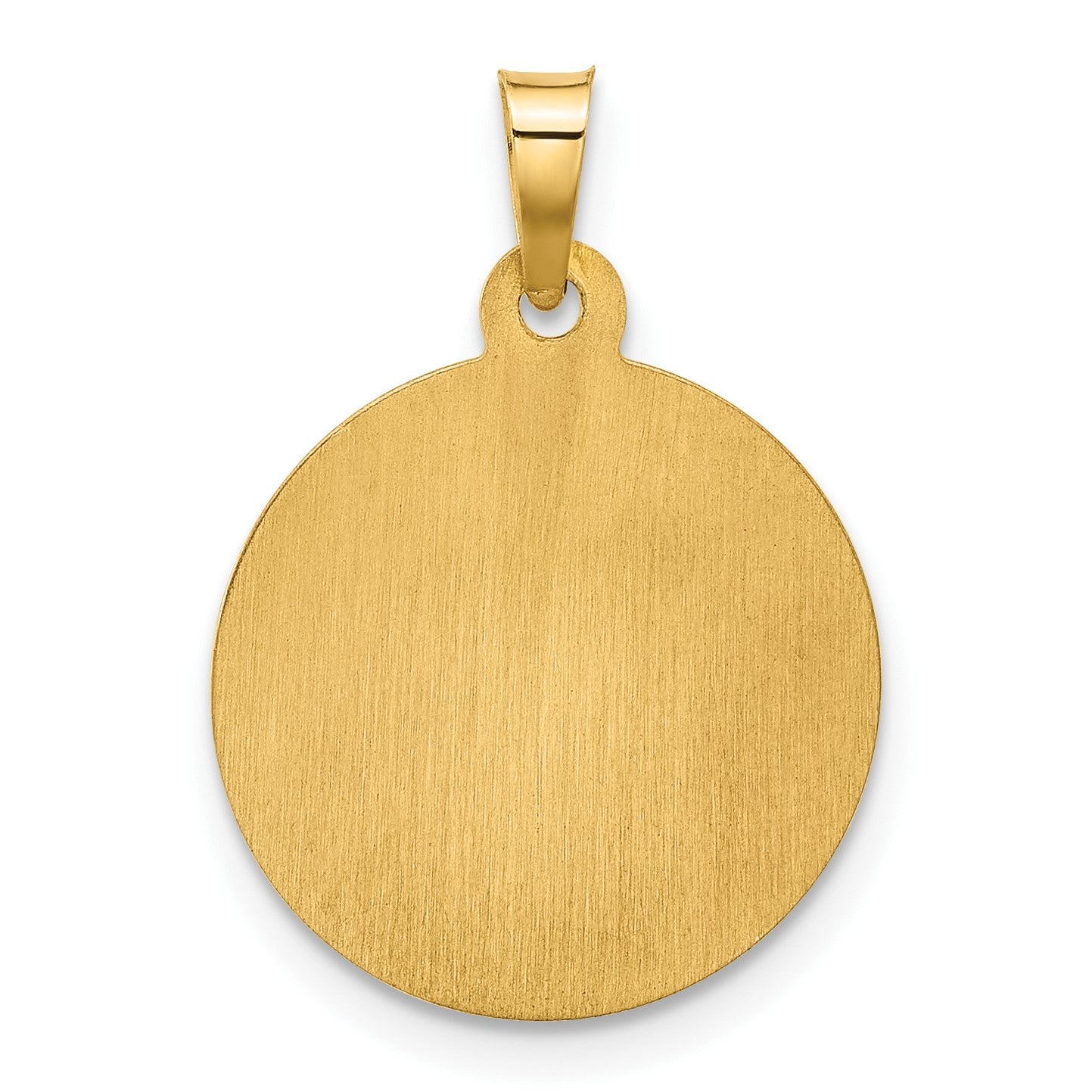 14K with White Rhodium Polished and Satin Hollow St. Jude Thaddeus Medal Round Charm